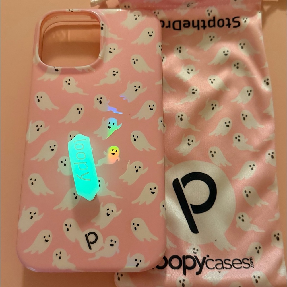 Loopy Case Pink Ghost Design Phone Cover - Picture 3 of 3